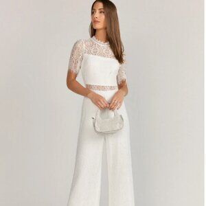 NY & CO - Scallop Lace Sheer Waist Jumpsuit - Lena - Small